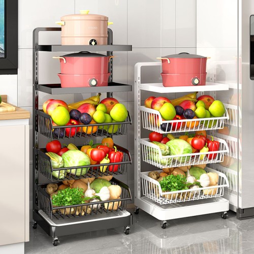 Kitchen living room multi-layer trolley metal fruit and vegetable shelf customization
